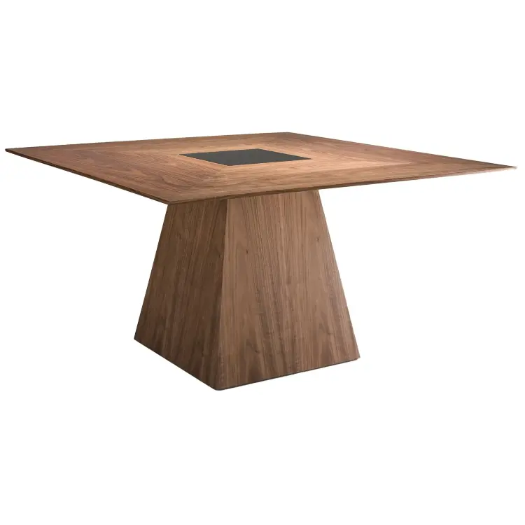 Квадратный обеденный стол MI1412 /1079 из ореха со вставкой из черного стекла