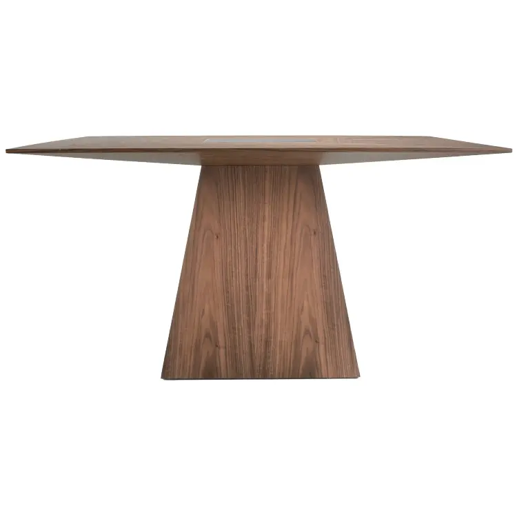 Квадратный обеденный стол MI1412 /1079 из ореха со вставкой из черного стекла