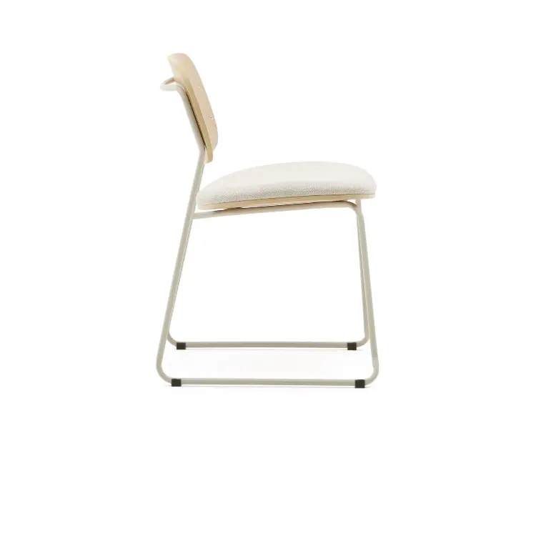 Стул Meli с сиденьем из бежевого шенилла и бежевыми металлическими ножками