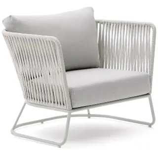 Уличное кресло Saconca из веревочного шнура и серой оцинкованной стали