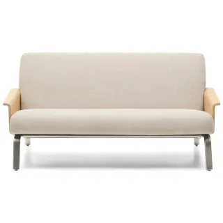 2-местный диван Amsen бежевый с подлокотниками из шпона дуба