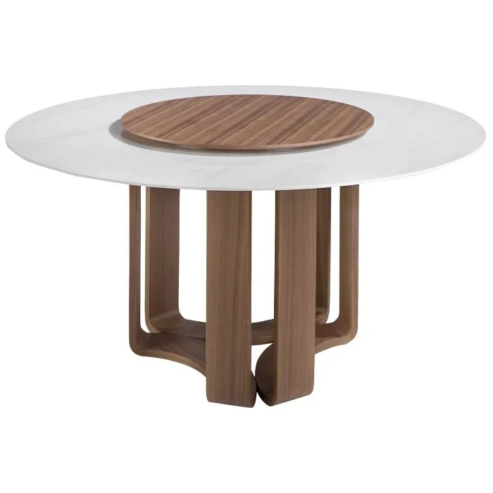 Круглый обеденный стол 1137/DT935 из керамики с мраморной отделкой