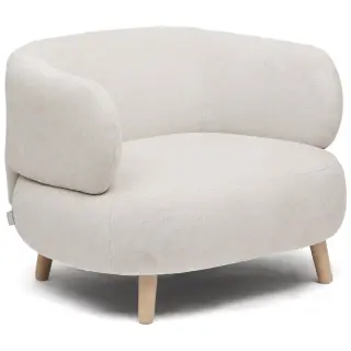 Кресло Luisa из шенилла перламутрового цвета с ножками из массива бука,