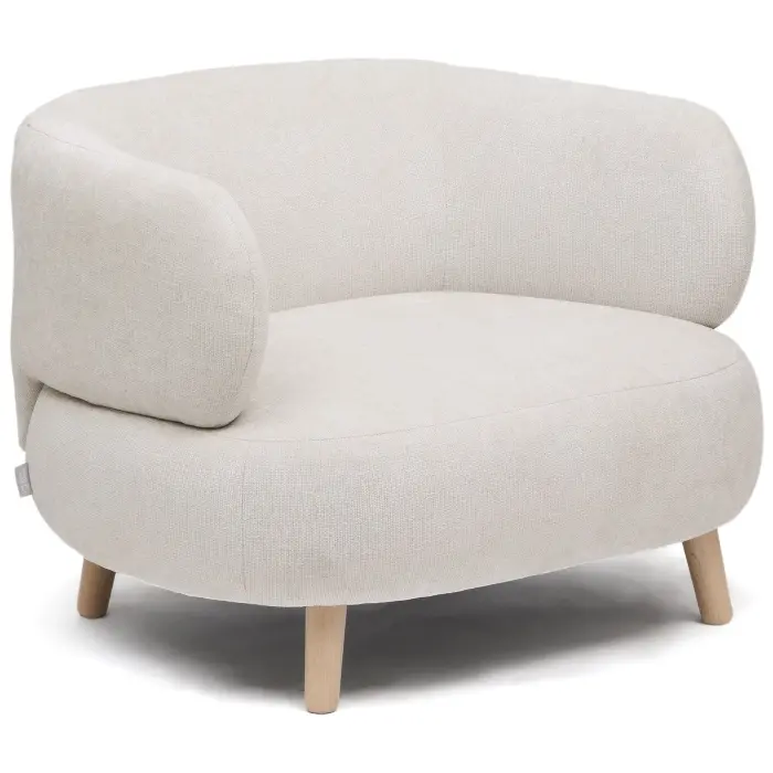 Кресло Luisa из шенилла перламутрового цвета с ножками из массива бука,