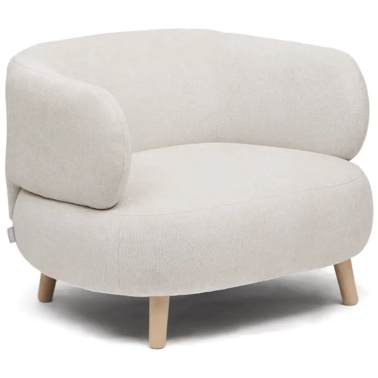 Кресло Luisa из шенилла перламутрового цвета с ножками из массива бука,