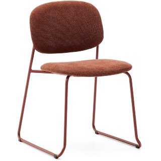 Стул Meli из терракотовой шенилли с терракотовыми металлическими ножками
