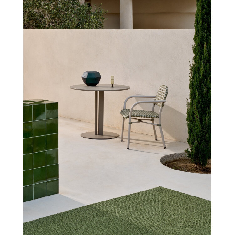 Уличный стол Sedalis из стали со столешницей из серо-коричневого алюминия Ø80 см