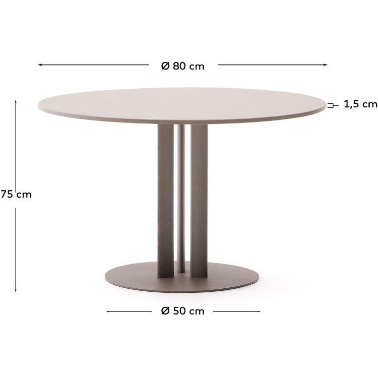Уличный стол Sedalis из стали со столешницей из серо-коричневого алюминия Ø80 см
