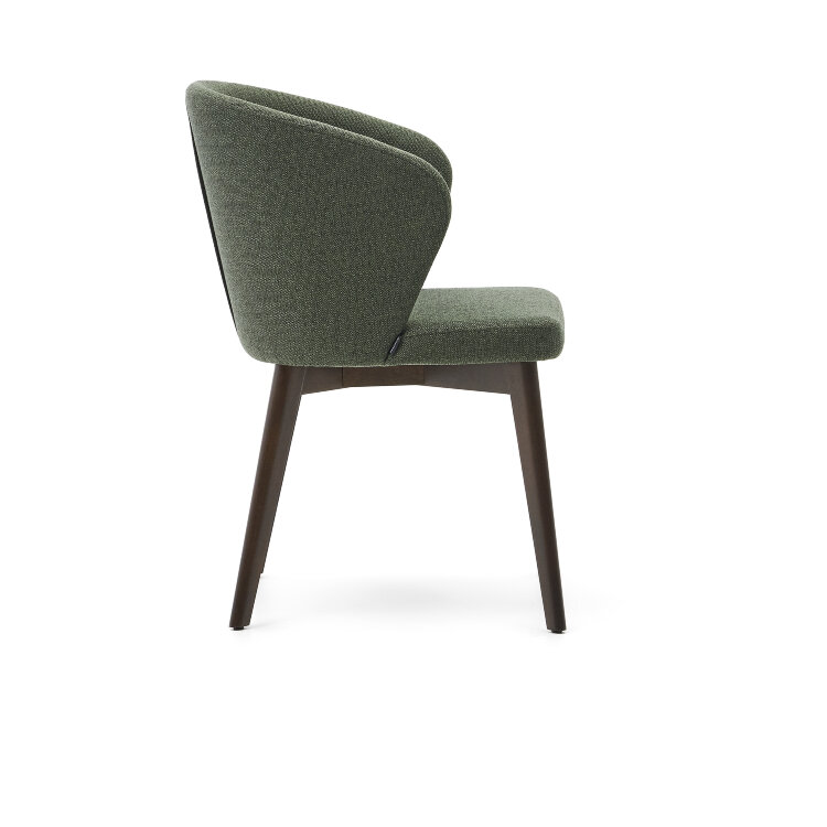 Стул Darice из зеленой синели с ножками в темной отделке