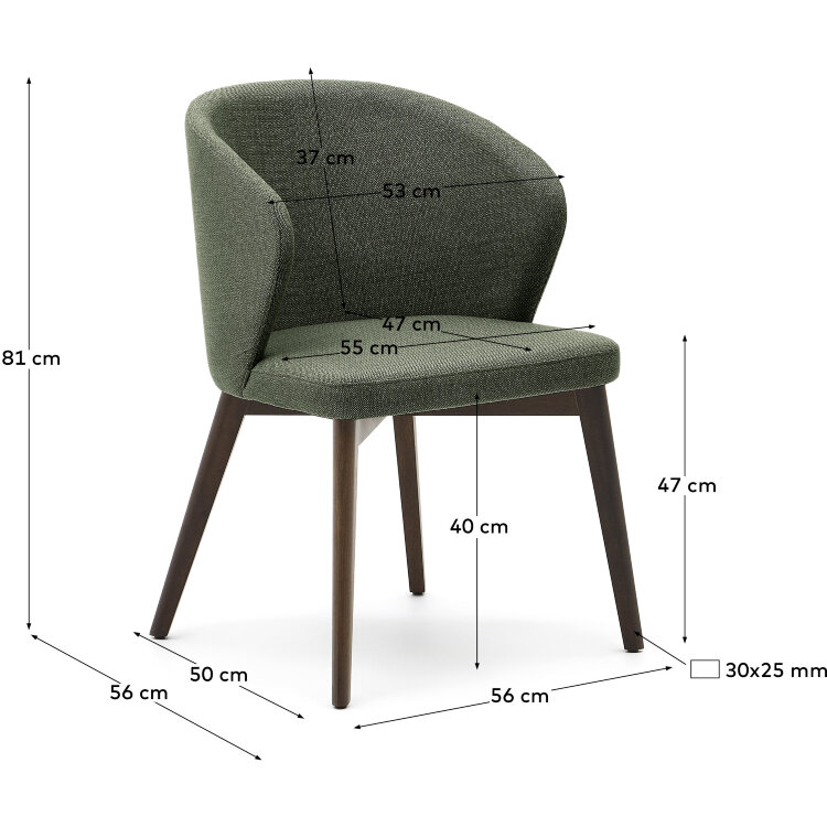 Стул Darice из зеленой синели с ножками в темной отделке