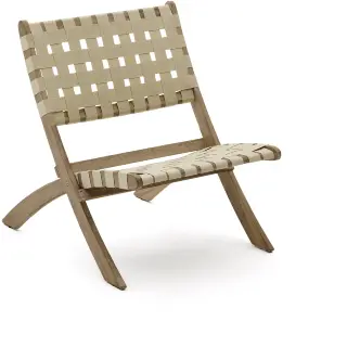 Складное кресло Chabeli из массива акации и шнура кремового цвета