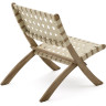 Складное кресло Chabeli из массива акации и шнура кремового цвета