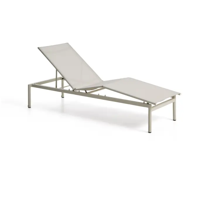 Шезлонг Lesina из серо-коричневого алюминия и текстиля цвета экрю