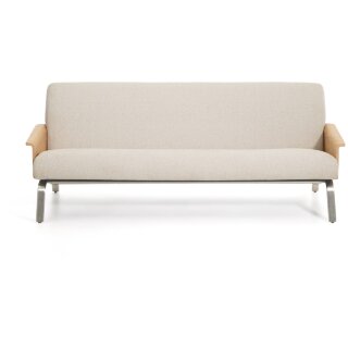 3-местный диван Amsen бежевый с подлокотниками из шпона дуба