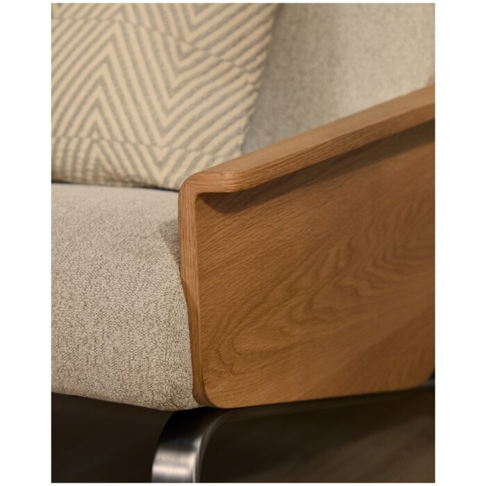 3-местный диван Amsen бежевый с подлокотниками из шпона дуба