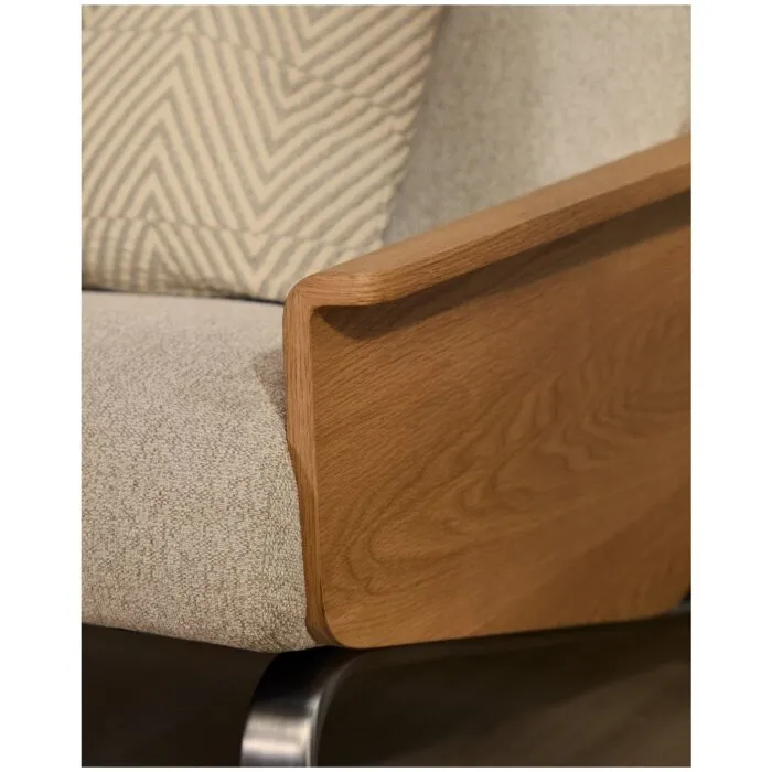 3-местный диван Amsen бежевый с подлокотниками из шпона дуба