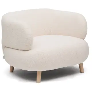 Кресло Luisa из экрю-букле с ножками из массива бука, 90 см