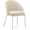 Стул Eamy из бежевой экокожи, ясеневого шпона с натуральной отделкой и бежевого металла