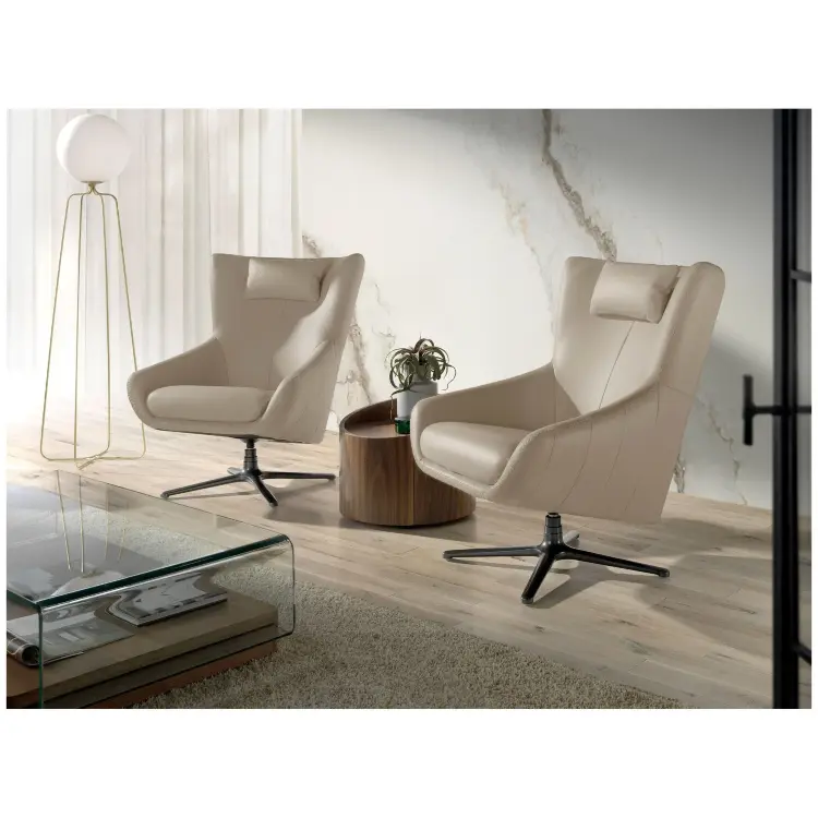 Поворотное кресло 5090/A1001-M5652 с кожаной обивкой