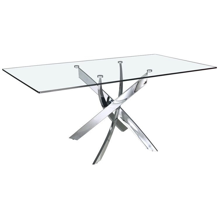 Стол обеденный прямоугольный F2133 /1061 стекло 180x95 с ножками из нержавеющей стали