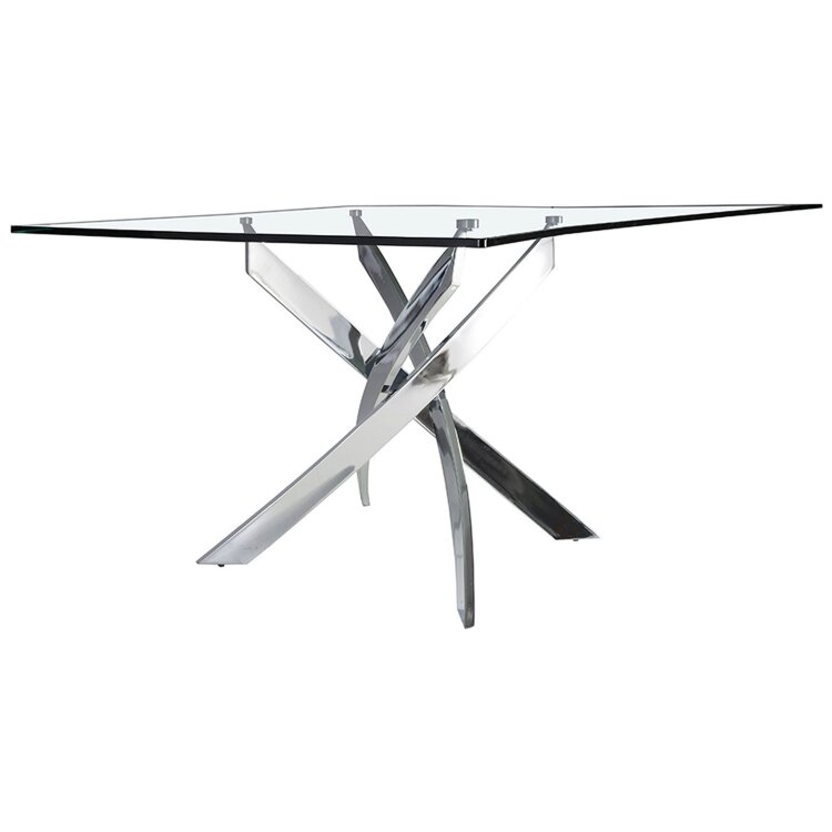 Стол обеденный прямоугольный F2133 /1061 стекло 180x95 с ножками из нержавеющей стали