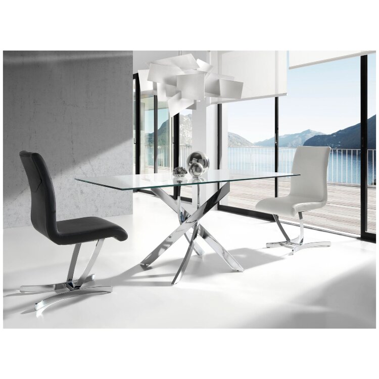 Стол обеденный прямоугольный F2133 /1061 стекло 180x95 с ножками из нержавеющей стали