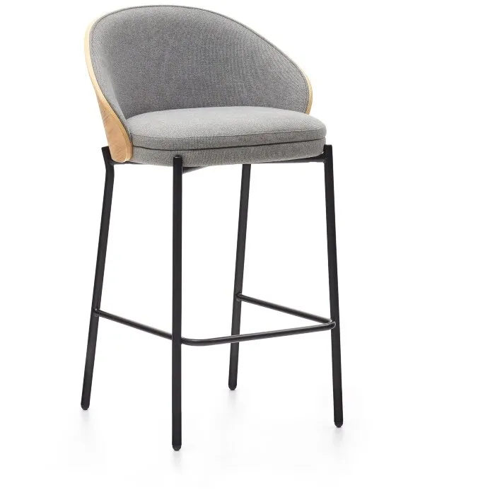 Eamy Светло-серый полубарный стул с отделкой из шпона ясеня