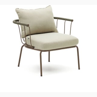 Salguer Кресло из зеленого шнура и стали с коричневой окраской