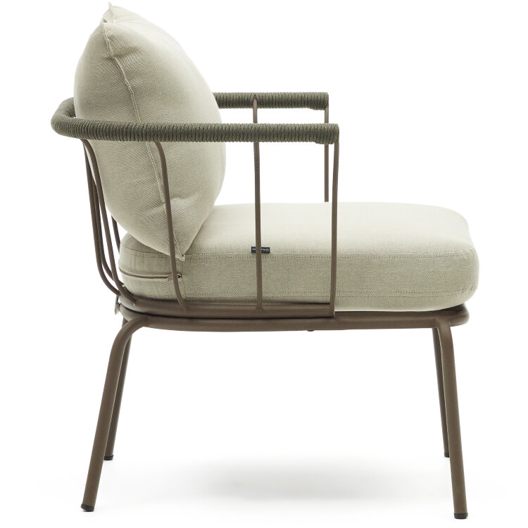 Salguer Кресло из зеленого шнура и стали с коричневой окраской