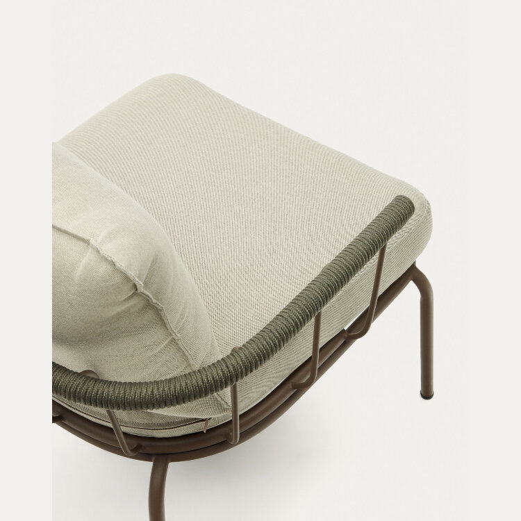 Salguer Кресло из зеленого шнура и стали с коричневой окраской