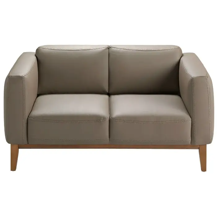 Диван 5353-2P /6028 2-х местный кожаный бежевый с ореховым каркасом