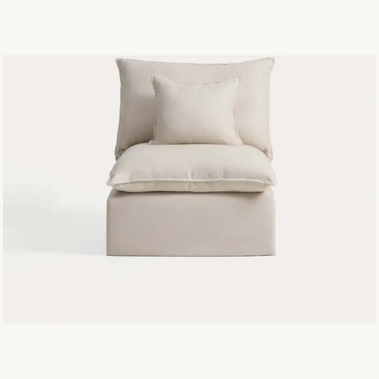 Двухместный диван Anarela из бежевого льна и вискозы со съемным чехлом, 220 см