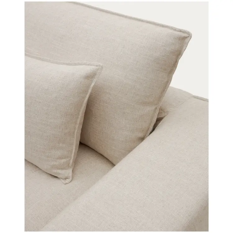 Двухместный диван Anarela из бежевого льна и вискозы со съемным чехлом, 220 см
