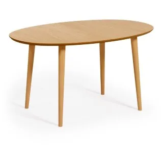 Раздвижной стол Oakland из МДФ с дубовым шпоном и ножками из массива каучука Ø140(220)x90 см