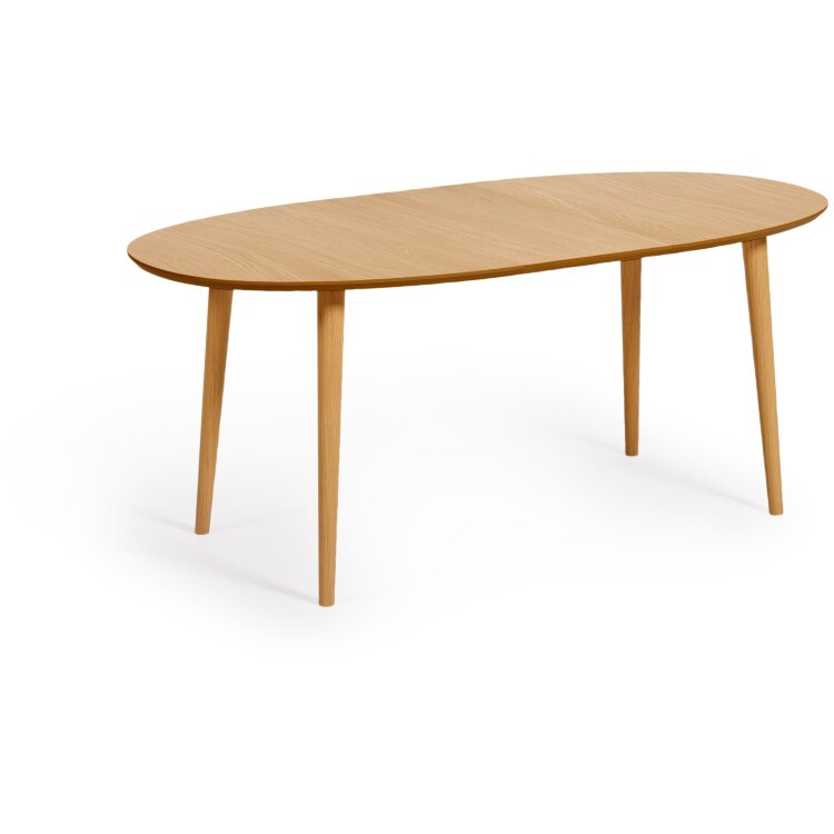 Раздвижной стол Oakland из МДФ с дубовым шпоном и ножками из массива каучука Ø140(220)x90 см