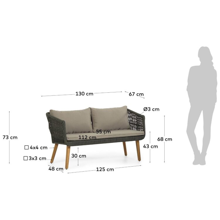Комплект Inti с 2-местным диваном и 2 креслами зеленого цвета