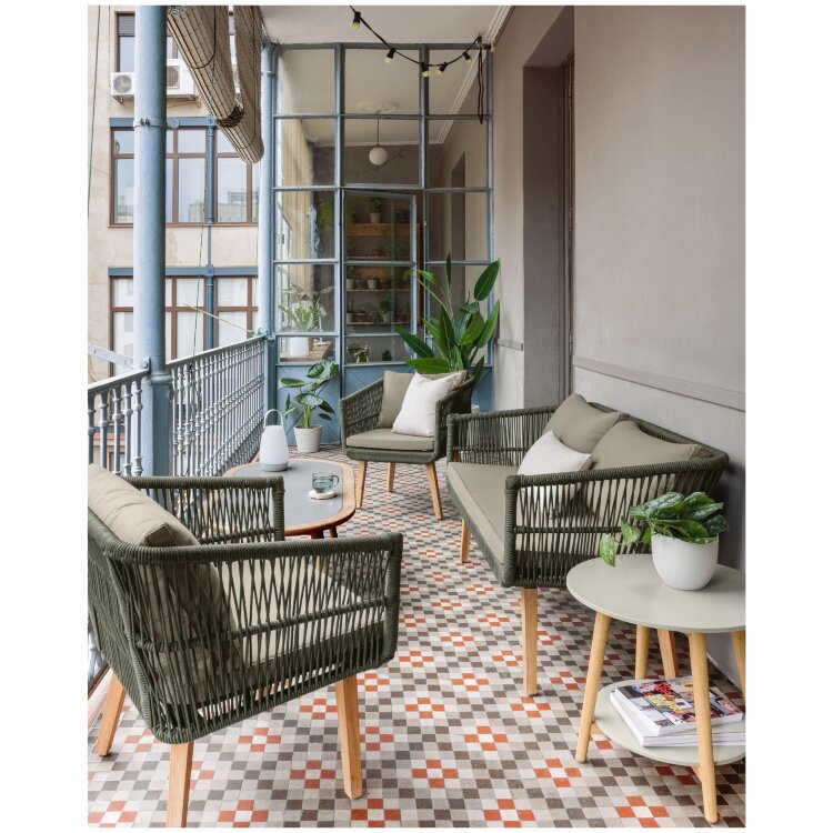 Комплект Inti с 2-местным диваном и 2 креслами зеленого цвета