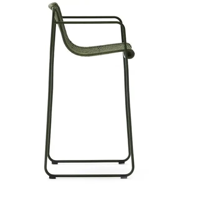 Барный стул Maurina из зелёной оцинкованной стали и зелёной веревки 74,5 см