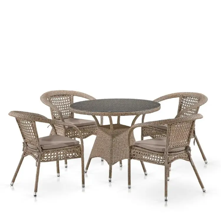 Комплект плетеной мебели Лион-1B T220CT/Y32-W56 Light brown (4+1)
