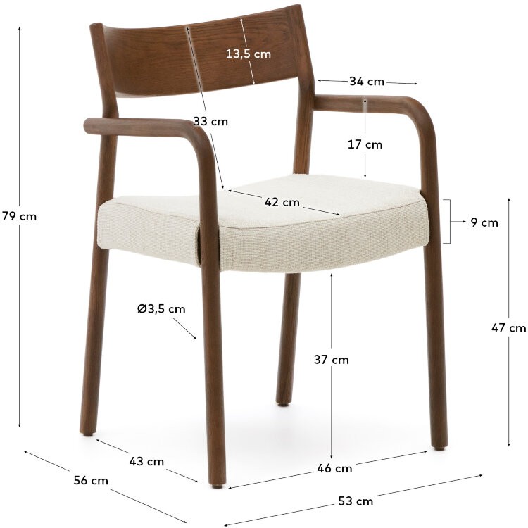 Стул Falconera со съемным чехлом из массива дуба с отделкой орех FSC Mix Credit