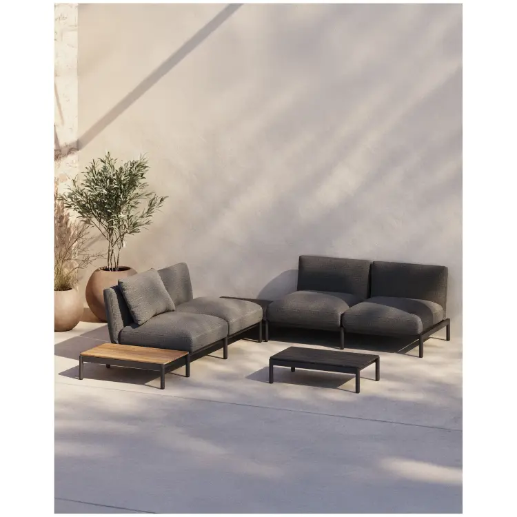 Журнальный столик Sorells из серого алюминия 57 x 91 см