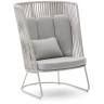 Уличное кресло Saconca с высокой спинкой из веревочного шнура и серой оцинкованной стали