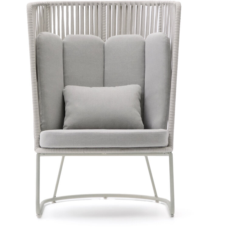 Уличное кресло Saconca с высокой спинкой из веревочного шнура и серой оцинкованной стали