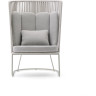 Уличное кресло Saconca с высокой спинкой из веревочного шнура и серой оцинкованной стали