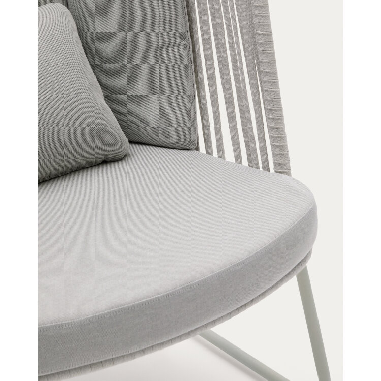 Уличное кресло Saconca с высокой спинкой из веревочного шнура и серой оцинкованной стали