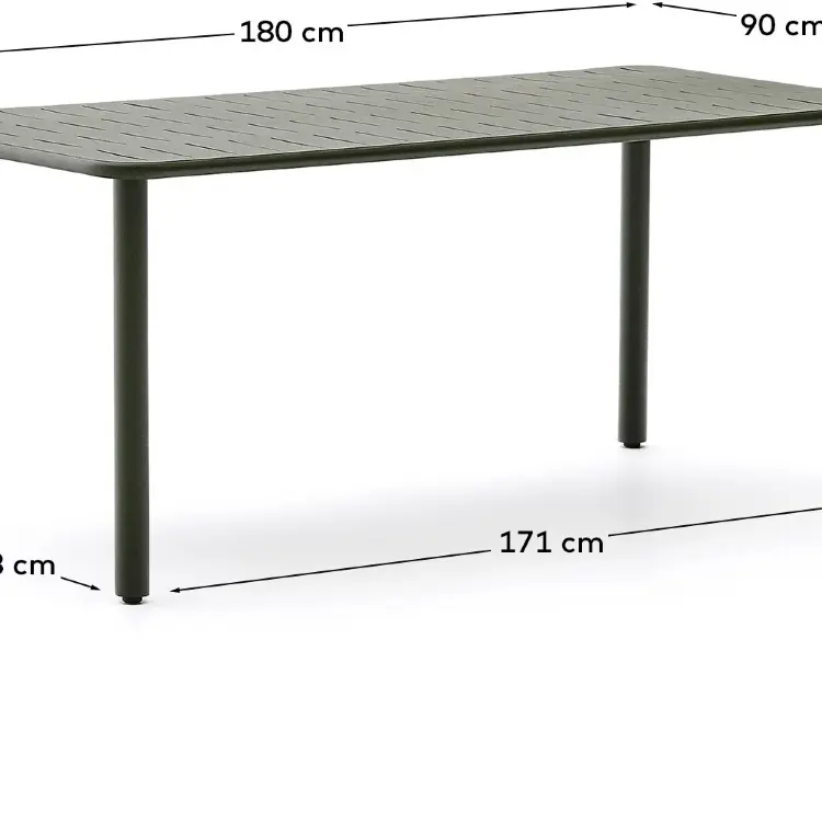 Уличный стол Brai из оцинкованной стали зелёного цвета 180 x 90 см