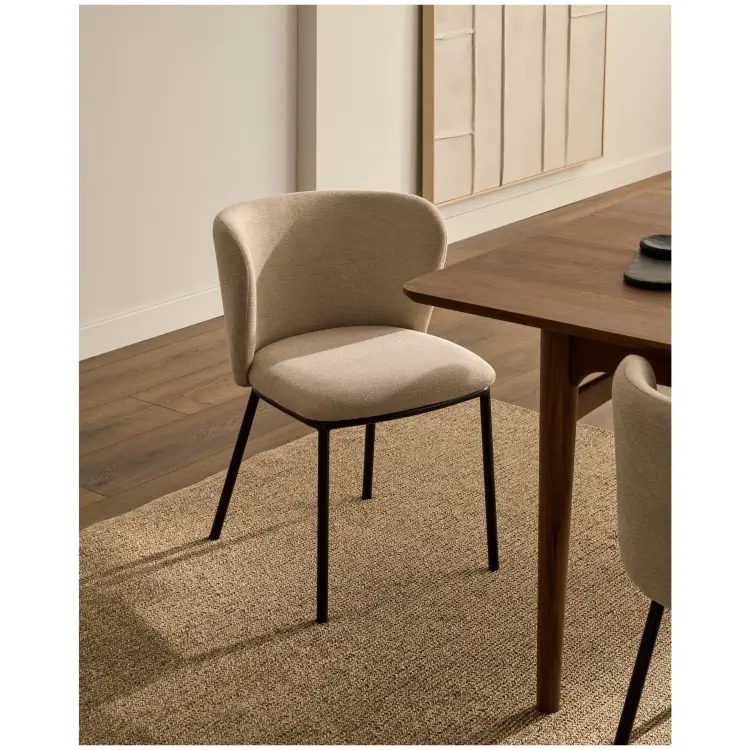 Ciselia Стул из бежевой синели и черной стали