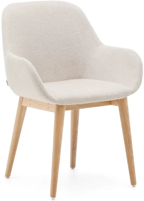 Стул Konna бежевого цвета с ножками из массива ясеня