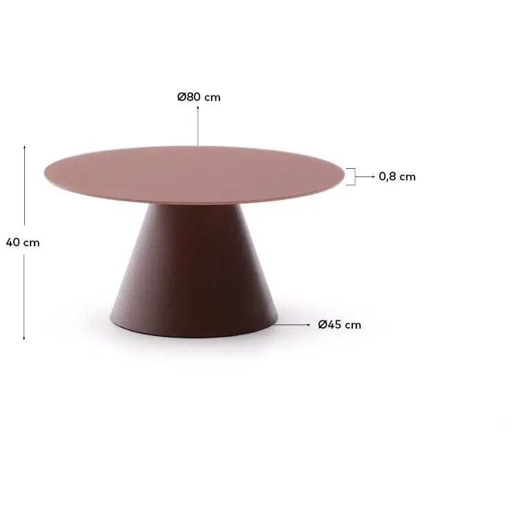 Журнальный столик Wilshire из стекла и стали терракотовый Ø80cm