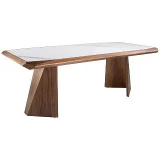 Обеденный стол 1106/MI2207T из керамики и орехового дерева